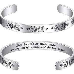 ʕ·ᴥ·ʔ Side by side or miles apart .... Engraved Bangle Bracelet